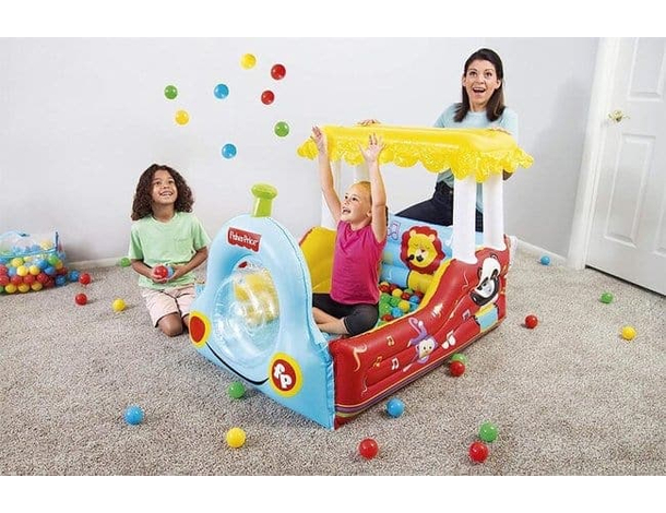 Trenino Gonfiabile Per Bambini 2 Anni+ Play Center 132x94x89cm Con Palline...