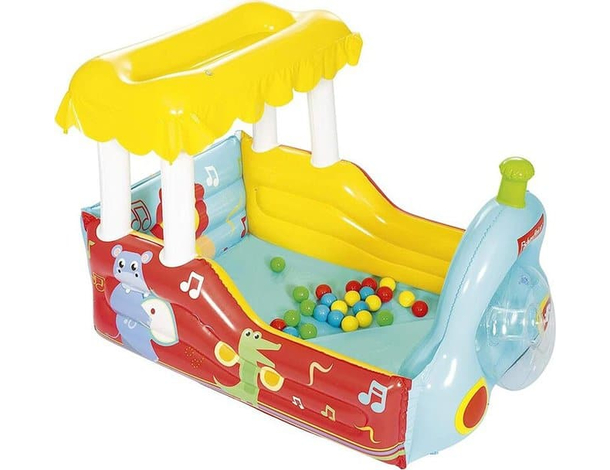 Trenino Gonfiabile Per Bambini 2 Anni+ Play Center 132x94x89cm Con Palline...