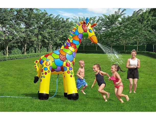 Gonfiabile Spruzzatore Grande Giraffa Jumbo Irrigatore Giardino Feste Estate...