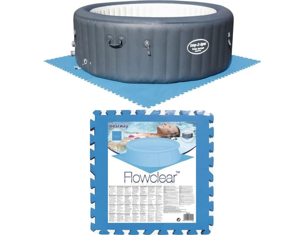 9x Tappetino Blu 50x50cm Tappeto per Fondo Piscina Antiscivolo Puzzle Mod.58220