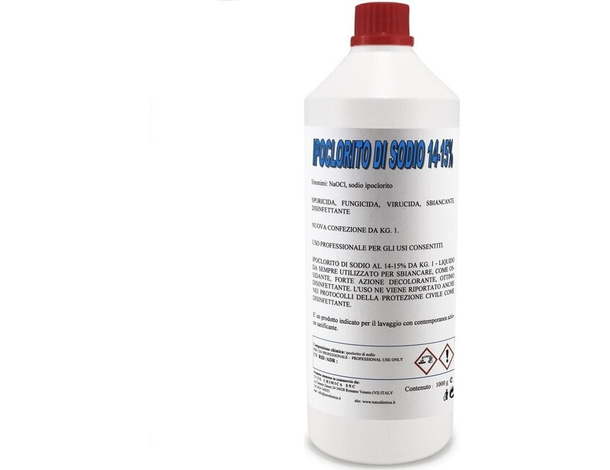 3x Flaconi da 1kg di ipoclorito di sodio al 14-15% professionale germicida 2