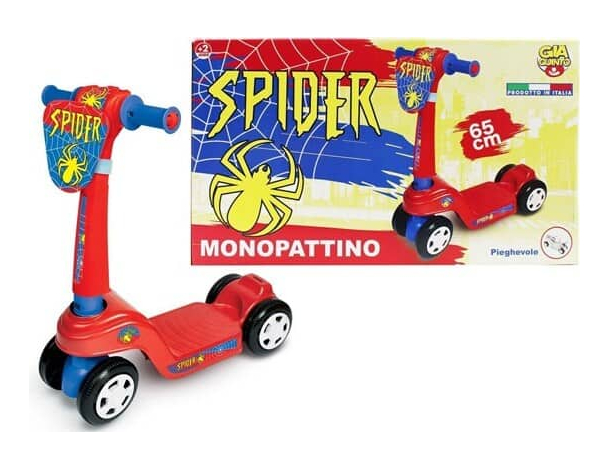Monopattino Giocattolo Spider 4 Ruote per Bambino Bambina Bimbo Portata 25kg