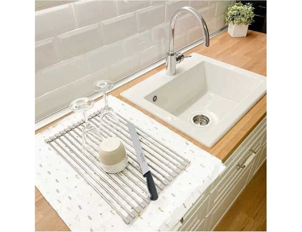 Scolapiatti Avvolgibile Per Lavello Pieghevole Da Appoggio Salvaspazio Piatti...