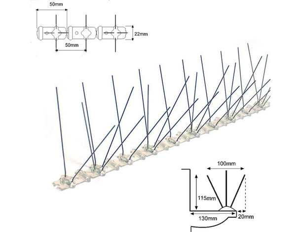 Asta deterrente repellente uccelli 50 cm punte in acciaio inox giardino...