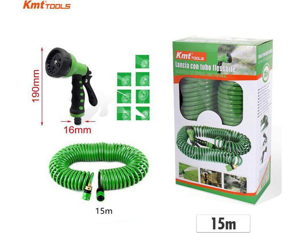 Tubo Estensibile a Spirale 15mt + Pistola Pompa Flessibile Irrigazione...