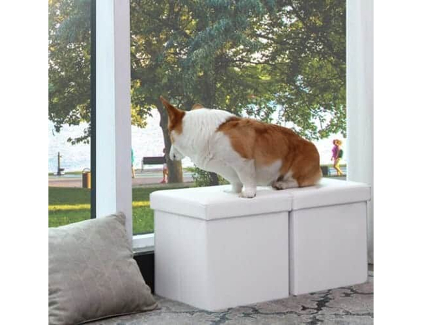 Pouf Contenitore Puff Quadrato in PVC Panca Baule 31x31x31 cm Sgabello Seduta...