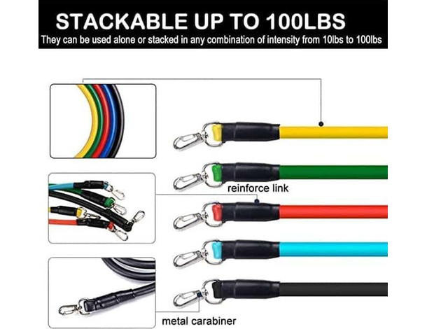 Kit 10 Fasce Bande Elastiche Elastici Fitness Palestra Resistenza Maniglie...