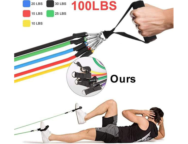 Kit 10 Fasce Bande Elastiche Elastici Fitness Palestra Resistenza Maniglie...