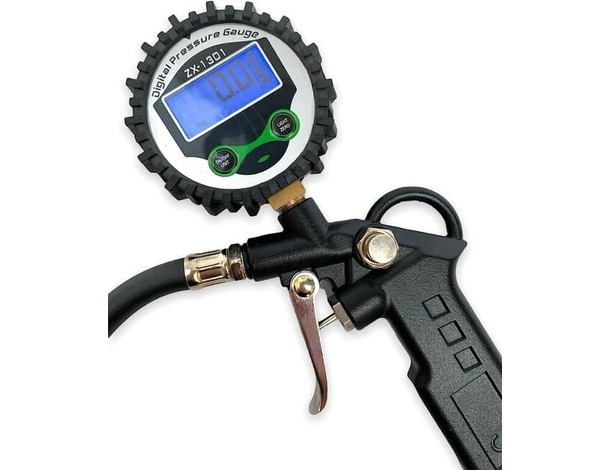 Pistola ad aria con manometro digitale gonfiaggio pneumatici gomme 200 PSI...
