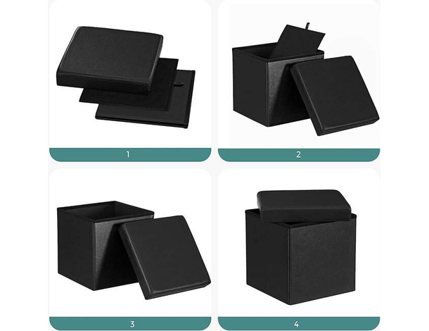 Pouf Contenitore Puff Quadrato in PVC Panca Baule 31x31x31 cm Sgabello Seduta...