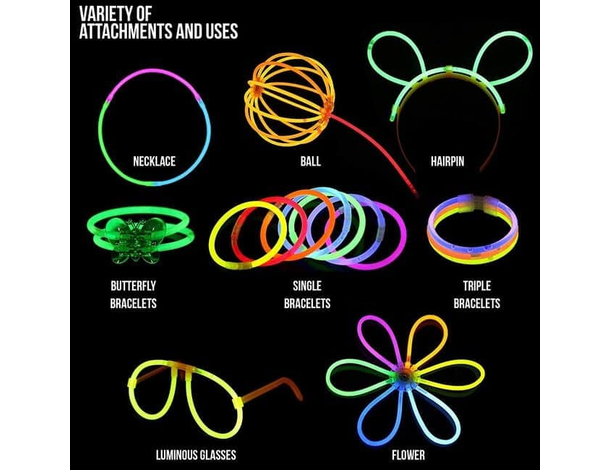 100x Braccialetti Luminosi Bracciali Fluorescenti Disco Effetto DJ Star Light...