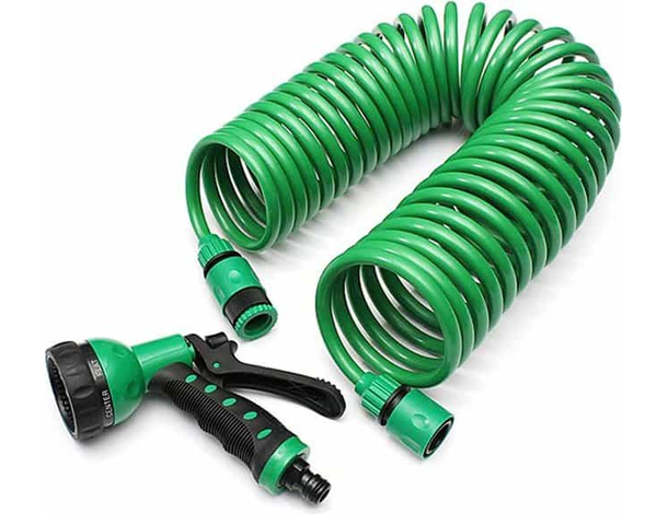 Tubo Estensibile a Spirale 7.5mt + Pistola Pompa Flessibile Irrigazione Giardino