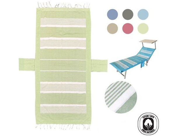 Telo Mare Pareo Fouta con Frange 100% Cotone 75x190cm Lettino Vari Colori