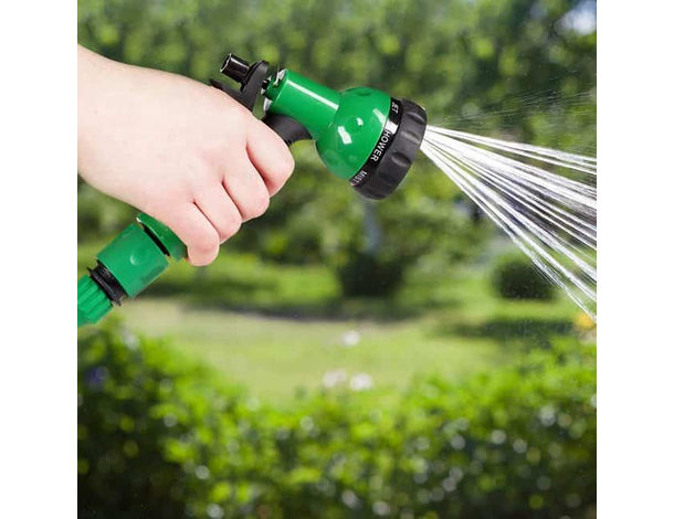Tubo Acqua Giardino Estendibile Con Pistola Avvolgitubo Pompa Annafiatore 15...