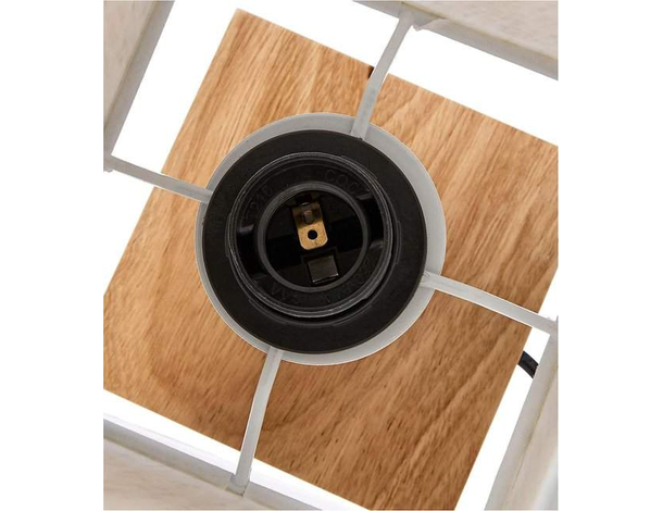 Lampada Abat-Jour da Tavolo Legno 23cm Paralume in Tessuto Bianco Comodino...