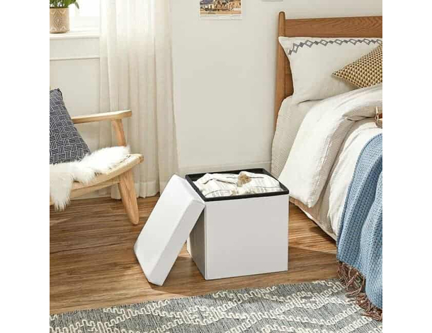 Pouf Contenitore Puff Quadrato in PVC Panca Baule 31x31x31 cm Sgabello Seduta...