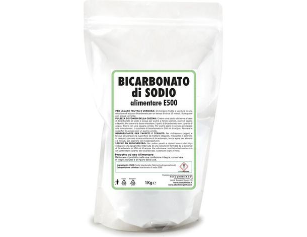 Bicarbonato di sodio purissimo uso alimentare E500 lievito pulizia frutta 1 kg