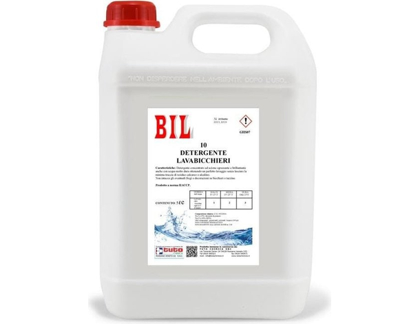 Detergente Lavabicchieri per Bar e Ristorazione BIL 10 Professionale HACCP 5LT