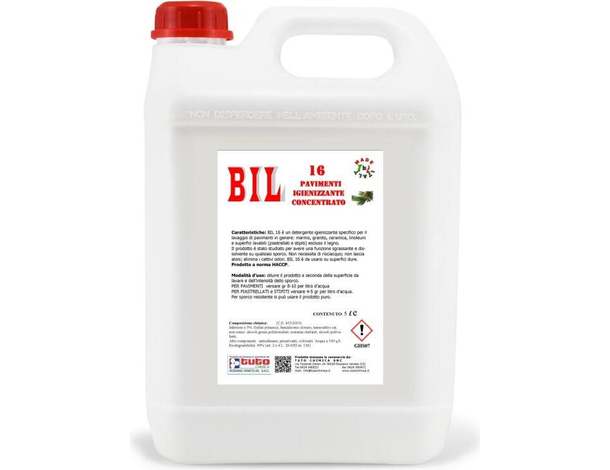 Detergente Igienizzante Pavimenti BIL 16 Sali Quaternari Professionale HACCP 5LT