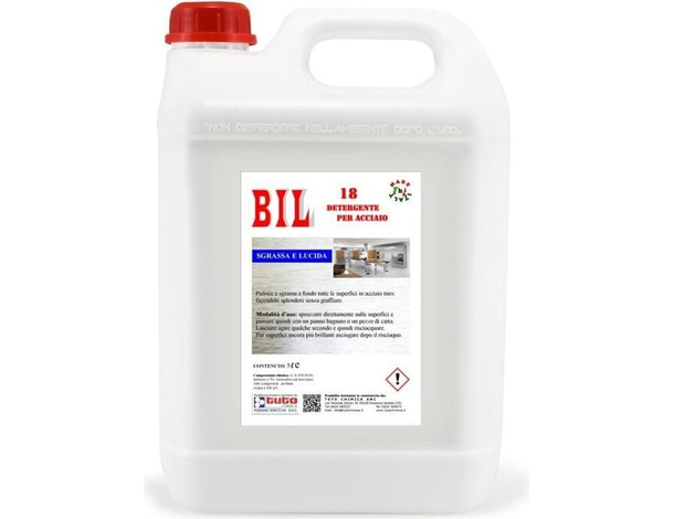 Detergente Pulitore Acciaio Inox BIL 18 Prodotto Professionale HACCP Tanica 5LT