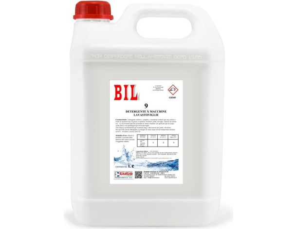 Detersivo Liquido per Lavastoviglie BIL 9 Professionale Conforme HACCP da 5LT