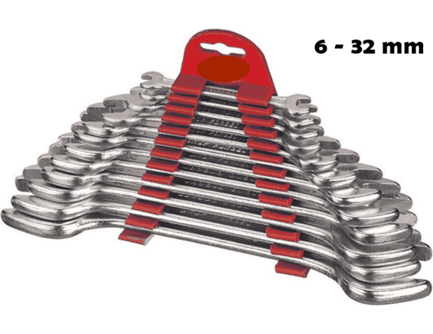 Set di 12 chiavi fisse 6-32 mm in acciaio forgiato con raccoglitore