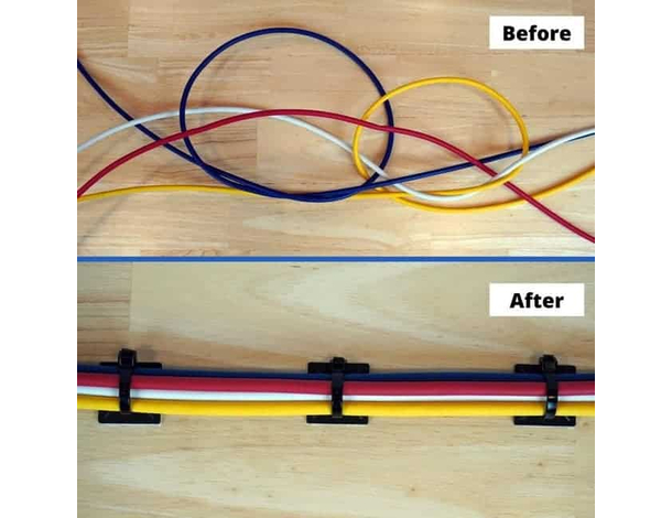 100x supporto adesivo 19x19 mm per fascette autostringenti da 3,6 mm nero...