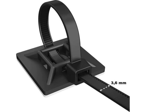 25x supporto adesivo 19x19 mm per fascette autostringenti da 3,6 mm nero cavi...