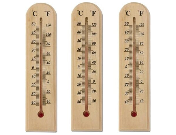 3x Termometro da Muro Parete in Legno Interno Esterno Misura Temperatura C° F°