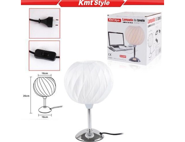 Lampada Abat-Jour da Tavolo 26cm con Paralume in Tessuto Comodino Scrivania...