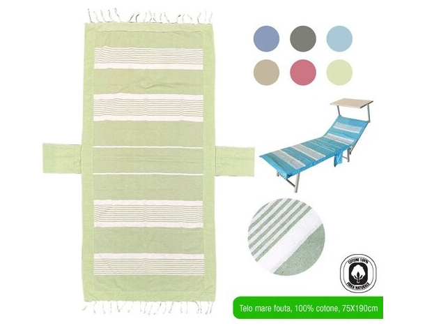 Telo Mare Pareo Fouta con Frange 100% Cotone 75x190cm Lettino Vari Colori 7