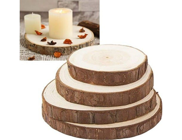 5x Base in Legno Tronco Decorazione Tavola Centrotavola Alzatina Natale (20 cm)