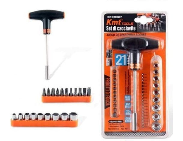 Kit Cacciavite Giravite Punte Croce Stella Taglio Cacciaviti in Acciaio 21 Pezzi