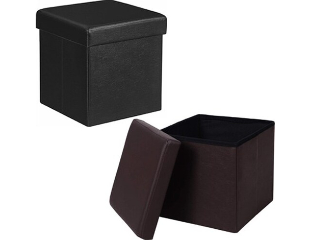 Pouf Contenitore Puff Quadrato in PVC Panca Baule 38x38x38 cm Sgabello Seduta...