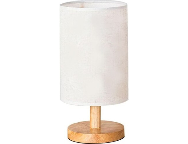 Lampada da Tavolo Abat-Jour Lume per Comodino Base Legno Paralume in Tessuto