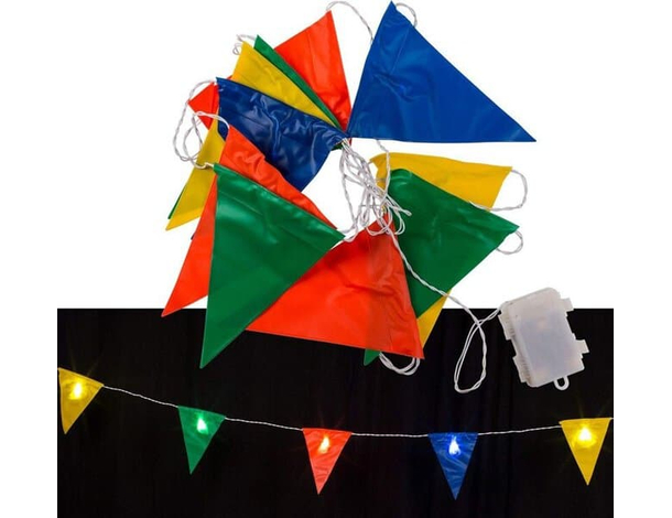 Catena Luminosa 5m Luce LED Effetti RGB 8 Bandierine Luci Natale Feste Addobbi