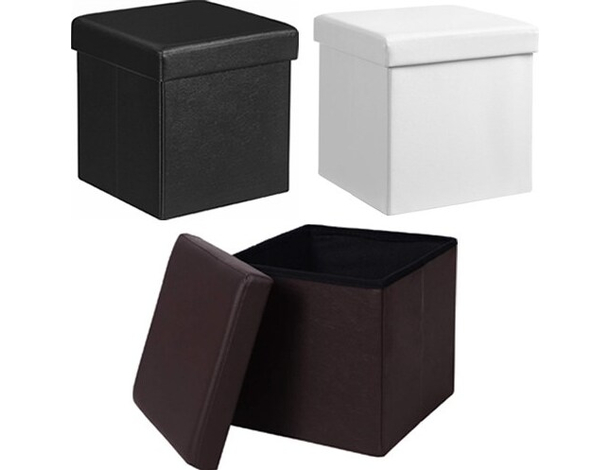 Pouf Contenitore Puff Quadrato in PVC Panca Baule 31x31x31 cm Sgabello Seduta...