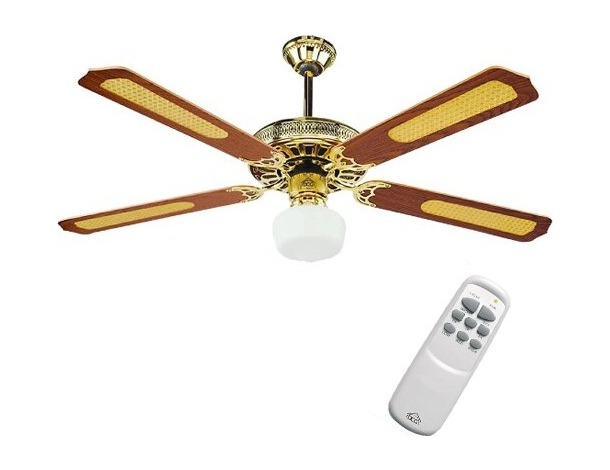 Ventilatore da Soffitto Mod.VECRD43TL con Luce e 4 Pale in Legno + Telecomando