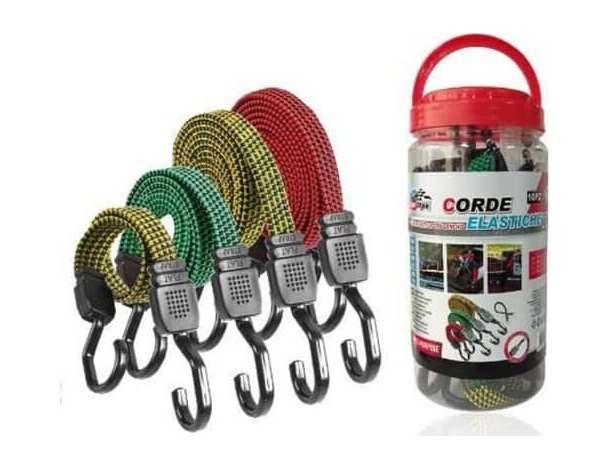 Kit da 10 Pezzi Corda Fune Elastica Piatta Portapacchi con Ganci 4 Misure