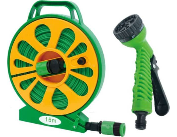 Tubo Acqua Giardino Estendibile Con Pistola Avvolgitubo Pompa Annafiatore 15 M