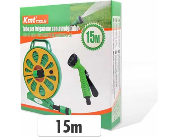 Tubo Acqua Giardino Estendibile Con Pistola Avvolgitubo Pompa Annafiatore 15...