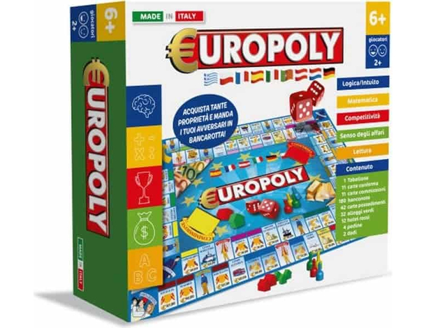 Gioco Da Tavolo Europoly Giocattolo Gioco di Società per Bambini Età 6+ Soldi