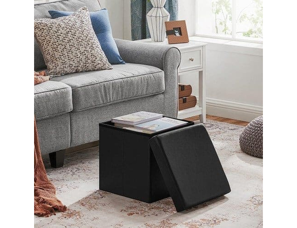 Pouf Contenitore Puff Quadrato in PVC Panca Baule 38x38x38 cm Sgabello Seduta...