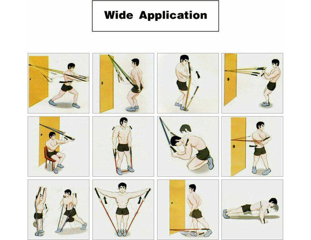 Kit 10 Fasce Bande Elastiche Elastici Fitness Palestra Resistenza Maniglie...