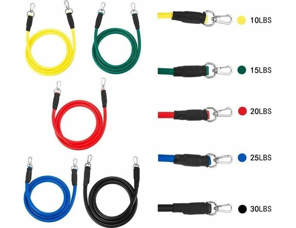 Kit 10 Fasce Bande Elastiche Elastici Fitness Palestra Resistenza Maniglie...