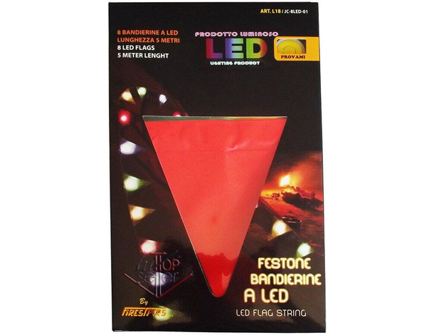 Catena Luminosa 5m Luce LED Effetti RGB 8 Bandierine Luci Natale Feste...