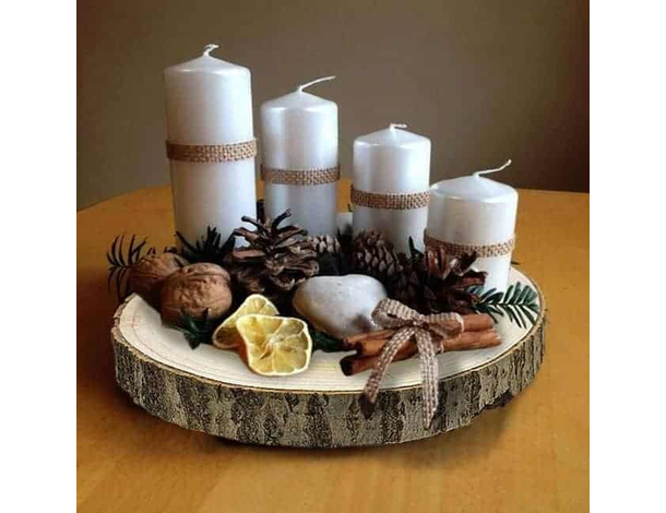 5x Base in Legno Tronco Decorazione Tavola Centrotavola Alzatina Natale (20...