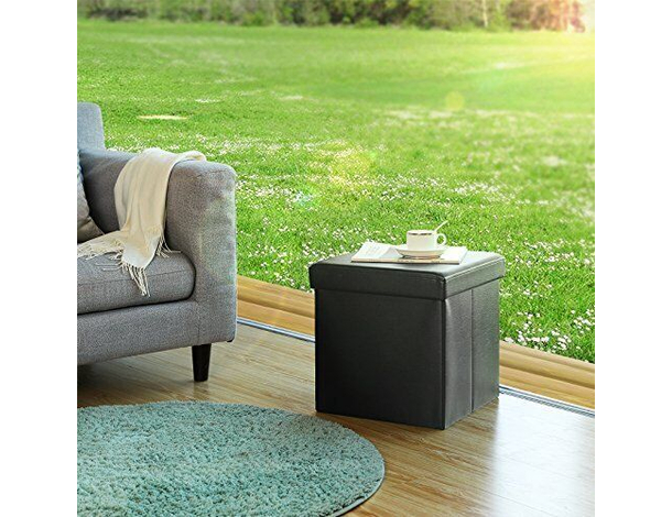 Pouf Contenitore Puff Quadrato in PVC Panca Baule 38x38x38 cm Sgabello Seduta...