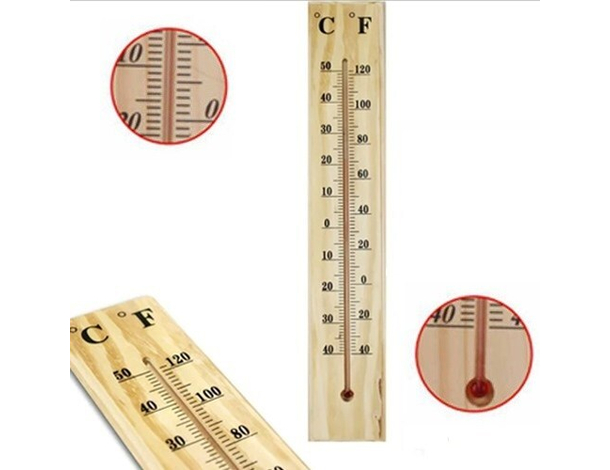 Termometro da Muro Parete in Legno Interno Esterno Misura Temperatura C° F°
