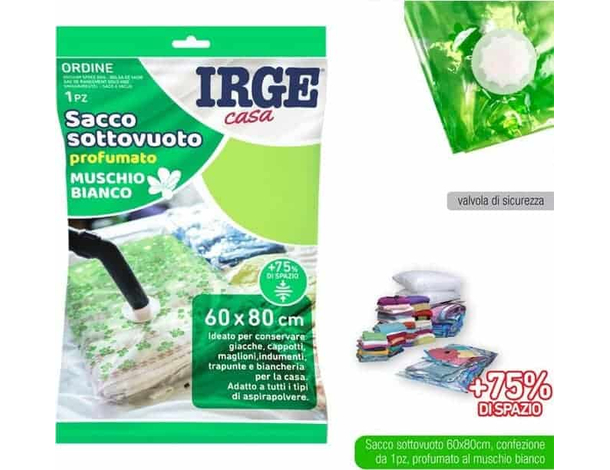 6x Sacchetti Buste Salvaspazio Sottovuoto Profumo Muschio Bianco 60x80...
